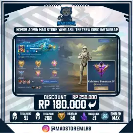 JUAL AKUN MLBB KOLEKTOR TENAMA 4 | STARWARS KIMMY & ZODIAK SELENA
