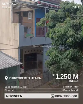 Dijual Rumah 2 Lantai, Aktif untuk Usaha Area Purwokerto Utara
