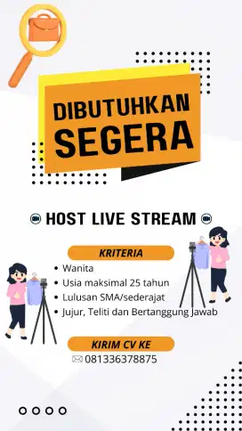 Dicari Host Live Tiktok & Shopee