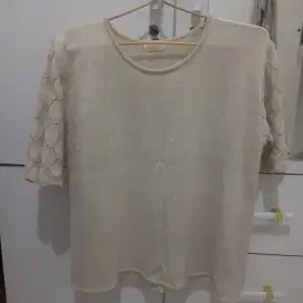 Atasan glitter soft beige