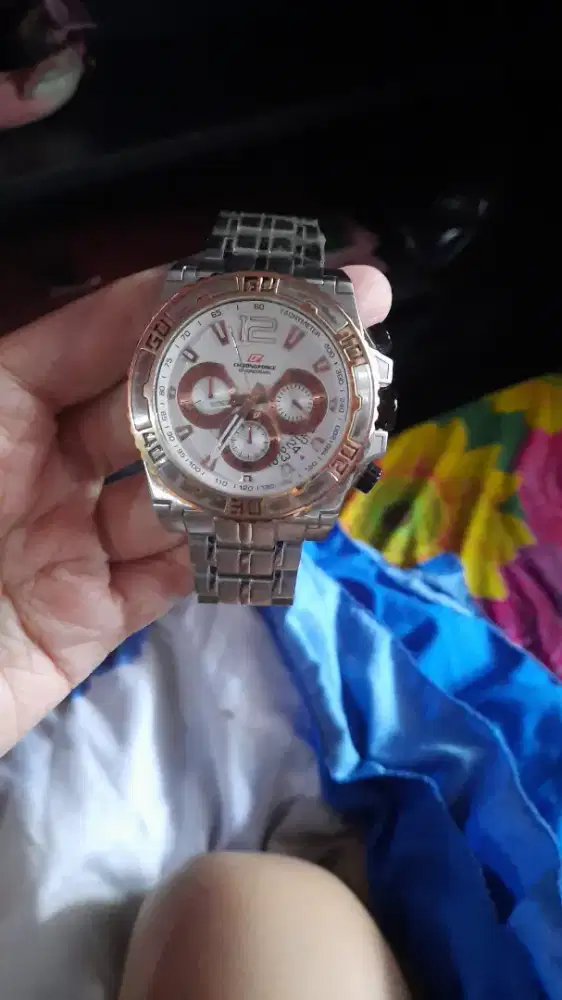 Jam pria chronograph tali stainless silver