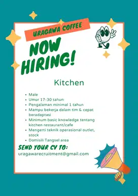 Lowongan Tim Kitchen Coffee Shop Tangsel
