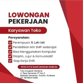 Lowongan Kerja Karyawan Toko