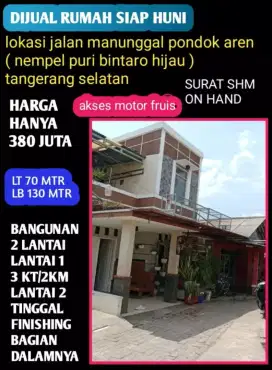DIJUAL CEPAT RUMAH 2 LANTAI MURAH