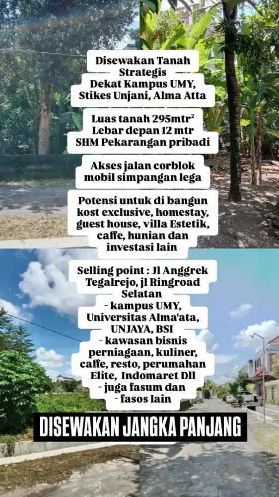 Disewakan Tanah Di Samping Kampus UMY Terpadu