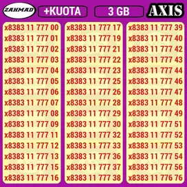 AXIS-A) NOCAN Axis Bonus Kuota kartu perdana nomor cantik triple AABB