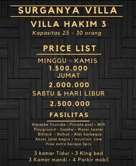 VILLA HAKIM 3 puncak bogor dgn view pegunungan yg bgs dan nuansa alam