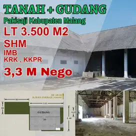 Tanah + Gudang Jatirejo Pakisaji Dijual cepat B.U Poll dekat Jl Raya