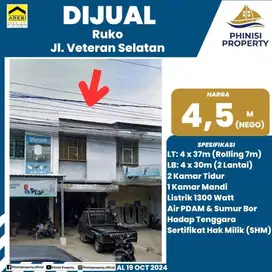 DIJUAL RUKO 2 LANTAI JALAN VETERAN SELATAN