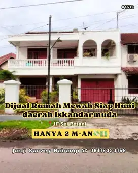 Dijual Rumah Mewah Siap Huni di Daerah Abdullah Lubis