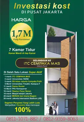 Rumah Kost Cempaka Mas Jakarta Pusat, Lokasi Strategis Dan Premium