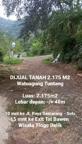 DIJUAL TANAH 2.175M2 TUNTANG, WATUAGUNG