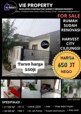 Jual Rumah Cantik Siap Huni Lokasi Setrategis. Harvest City Cibubur.