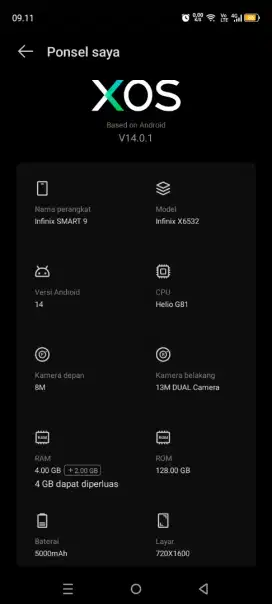 Hp Infinix smart 9 4/128