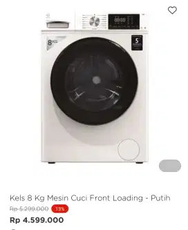 MESIN CUCI KELS FRONT LOADING 8KG