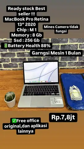 MacBook Pro Retina M1 13” 2020, Mines Camera tdk fungsi