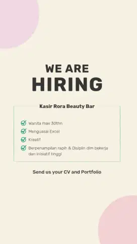 We are hiring Kasir Salon