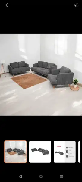 Selma Zuko set sofa fabric - abu abu