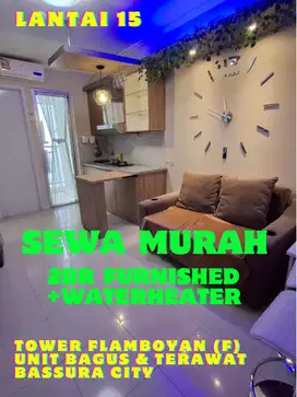 SEWA MURAH 2BR FURNISHED+WATERHEATER TOWER F APARTEMEN BASSURA CITY