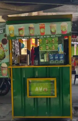 Container booth minuman, gerobak minuman