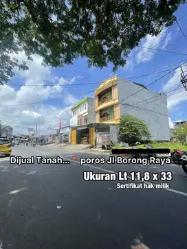Jual Tanah Kosong Poros Borong Raya 11x33 Sangat Cocok Usaha