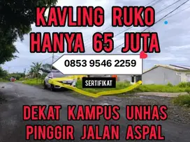 KAVLING RUKO DEKAT KAMPUS UNHAS PINGGIR JALAN ASPAL