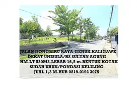 Tanah HM Raya Dongbiru dekat UNISULA/RS Sultan Agung buat Kos2an+Usaha