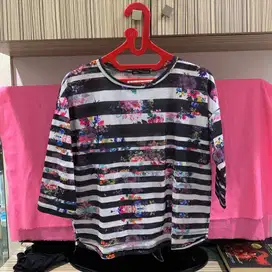Zara Stripes Dark Floral W&B Collection TShirt