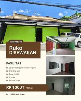 Disewakan Ruko 2 Lantai di Sutsen Tasikmalaya