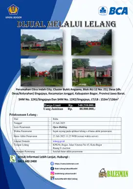 DIJUAL RUMAH MELALUI LELANG WILAYAH BOGOR
