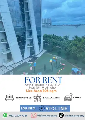 Disewakan Apartemen Regatta Pantai Mutiara 3bedroom furnish bagus