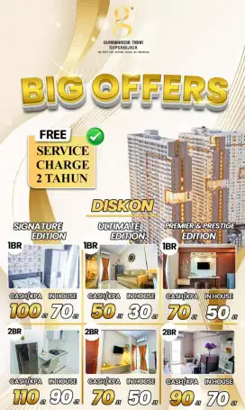 Bisa dicicil Apartemen Baru Surabaya Pusat Gunawangsa Tidar Furnish