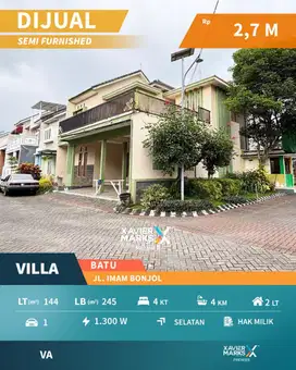 V1 Dijual Rumah Villa 2 Lantai Hook di Cluster Tengah Kota Batu
