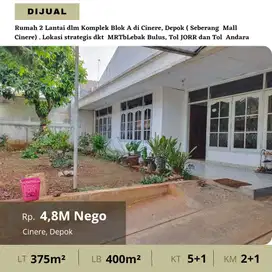 Rumah 2 Lantai dlm Komplek dijual cepat di Blok A, Cinere, Depok
