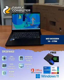 OFF 10%MSI MODERN 14-C11M|I7-1195G7|8GB-SSD 512GB|MULUS|SLIM|LIKE NEW