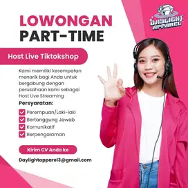 Part Time Host Live Streaming Produk 4X Seminggu