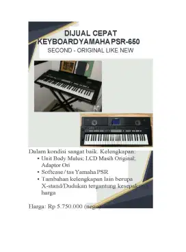 FOR SALE KEYBOARD PSR-650 - ORIGINAL LIKE NEW