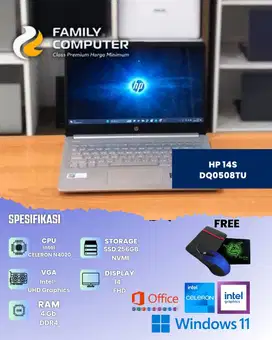 SALE HP 14S-DQ0508TU|INTEL N4020|4GB DDR4|SSD 256GB|BACKLIT|GARANSI
