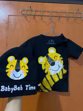Stelan baju hitam harimau (preloved)
