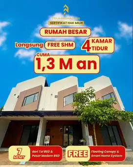 RUMAH CANTIK 4 KAMAR NEMPEL BSD HARGA 1,3 M-an DP 10 JT ALL IN