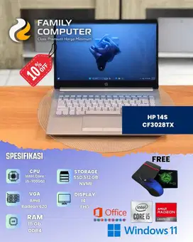 MURAH HP 14S CORE I5-1035G1|16GB|AMD RADEON 2GB|SSD 512GB|BACKLITE|OKE