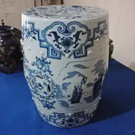Bangku Keramik Antik Cina Biru Putih