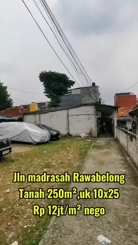 Tanah Strategis plus kontrakan jalan madrasah Rawabelong Jakarta Barat
