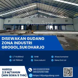 Sewa gudang investasi terbaik lokasi sukoharjo Luas 10000m