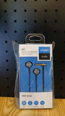 Headset VIVAN Q12 Wire Earphone Deep Bass Mic Konektor L 90 AUX 3.5 mm
