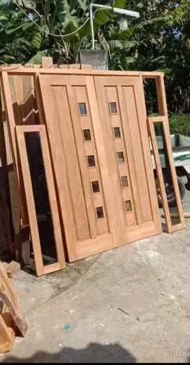 Jual set kusen gandeng tiga kayu jati