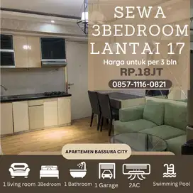 3 bedroom sewa full furnished /3bln apartemen bassura city