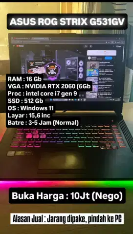 laptop asus rog strix g531gv
