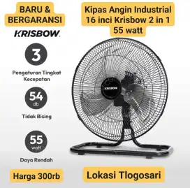 Kipas Angin Industrial 16 inci Krisbow 2 in 1 - 55 watt