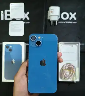 iPhone 13 Blue 128GB iBox Mulus Fullset Tidak Ada Minus